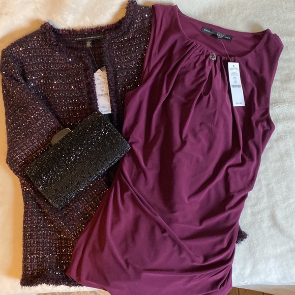 Brand NWT White Black Market cropped tweed jacket with tiny little sequins. - Picture 12 of 12